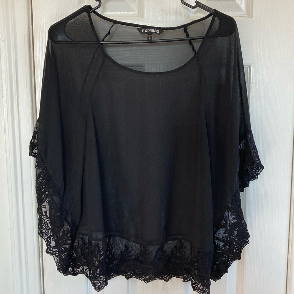 Express Black Sheer Lace Blouse